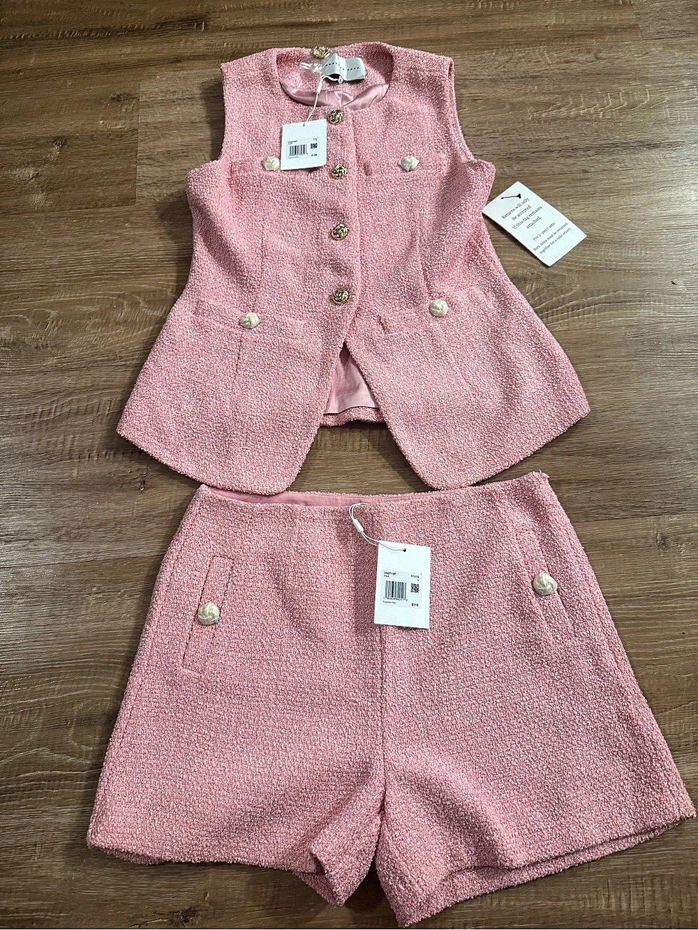 Endless Rose Lauren Tweed Buttoned Long Split Top & Lauren Tweed Buttoned Shorts